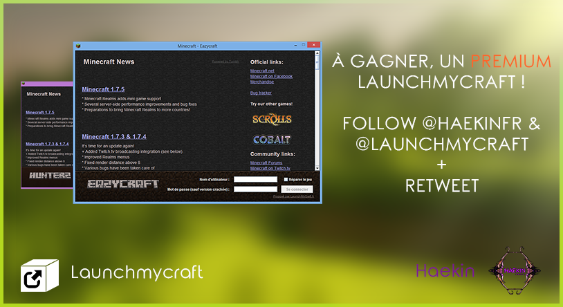 HaekinFR's tweet photo. À GAGNER, UN PREMIUM @launchmycraft
FOLLOW @HaekinFR &amp; @launchmycraft + RT pour tenter ta chance - Tirage le 10.07.15 http://t.co/346by4je80