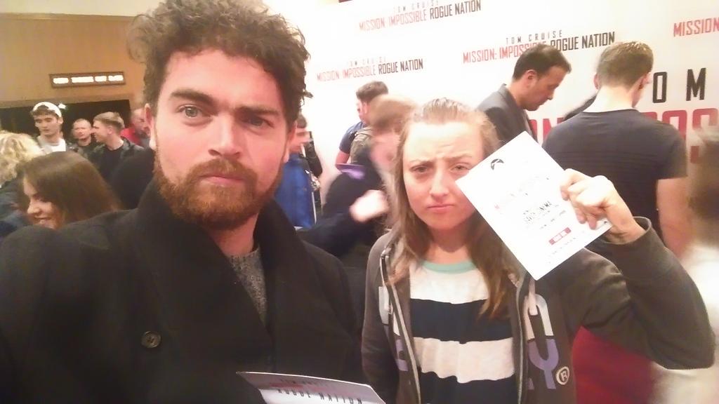 CianAnseo's tweet photo. At #MissionImpossible Irish premiere wth @_LauraGaynor Review tmrw on @rteNMC  tks to @ParamountIRL for tks! http://t.co/fcwqr2zHP8