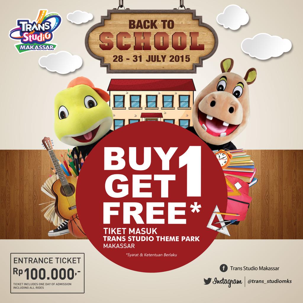 Trans Studio Makassar on Twitter "Special promo Buy1Get1Free 28