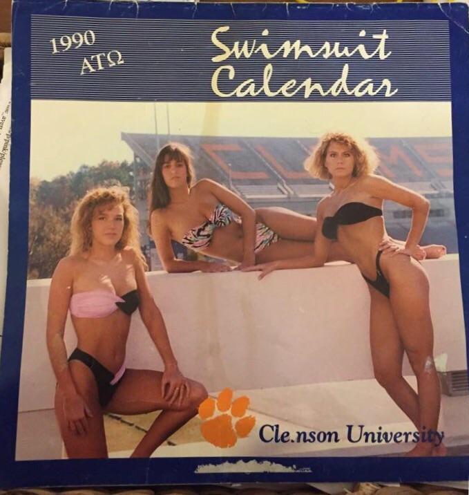 1990 Clemson ATO fundraising with a swimsuit calendar. #TFM 