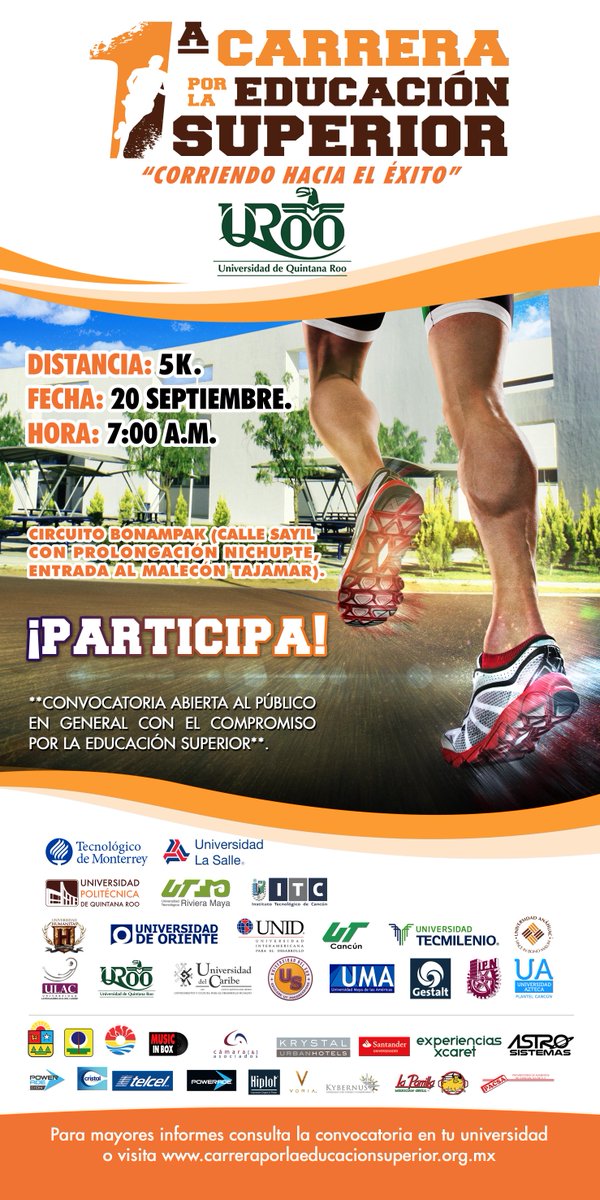 <a href="/UnidelCaribe/">UniCaribe</a> #TodosSomosUno #1raCarrera: "Corriendo por la Educación Superior" <a href="/UPQROO/">UPQROO</a>