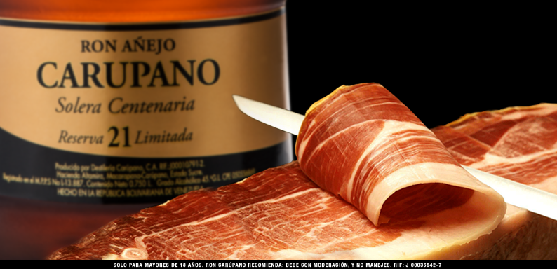 RonCarupano's tweet photo. #Ronporn Para darle sabor a tu Lunes: Un poco  de jamón serrrano con un delicioso Ron Carúpano Solera Centenaria 21 http://t.co/L53SHd2IwW