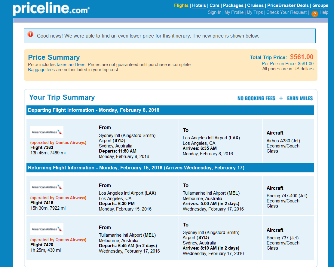 TheFlightDeal's tweet photo. AA - Sydney to Los Angeles for $561 USD return, inclusive of all taxes. Jan, 2016 - June, 2016. http://t.co/TtZJdE6wIf