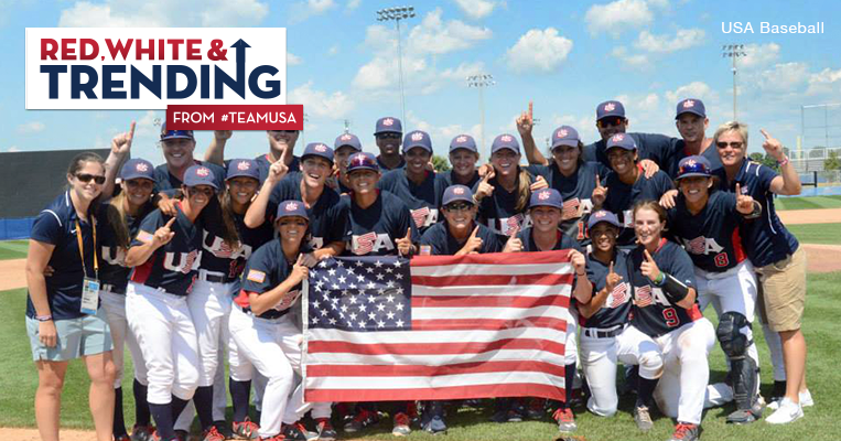 Everyone was talking about <a href="/USABaseballWNT/">USA Baseball WNT</a> last night at #TO2015! #RedWhiteAndTrending

➡️ go.teamusa.org/1JqUyOJ