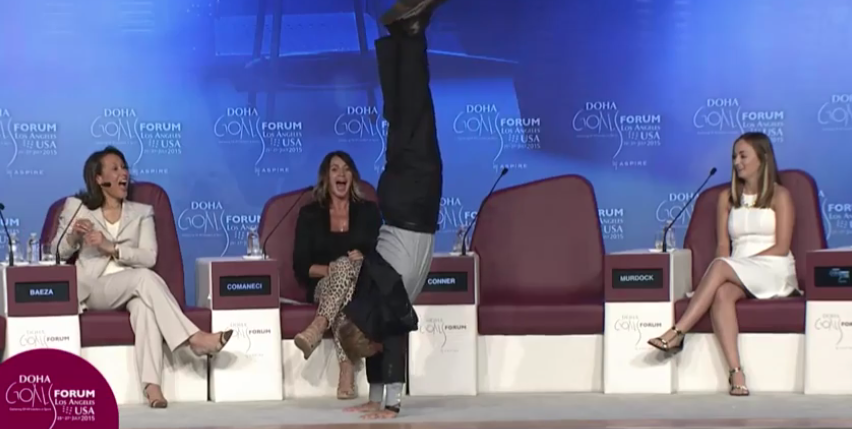 Anything you can do, <a href="/bartconner/">Bart Conner</a> …. <a href="/nadiacomaneci10/">Nadia Comaneci</a> can do better :) #dohagoals closing session