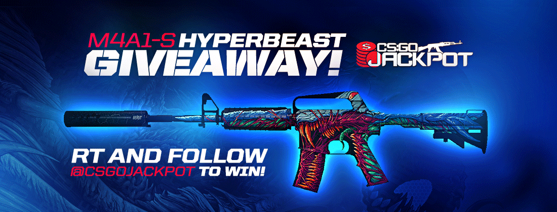 CSGOJackpotcom's tweet photo. M4A1-S | Hyper Beast Giveaway just because! RT+Follow for a chance to win! Winner on Friday! #CSGOJackpot http://t.co/3BSJyTyWb0