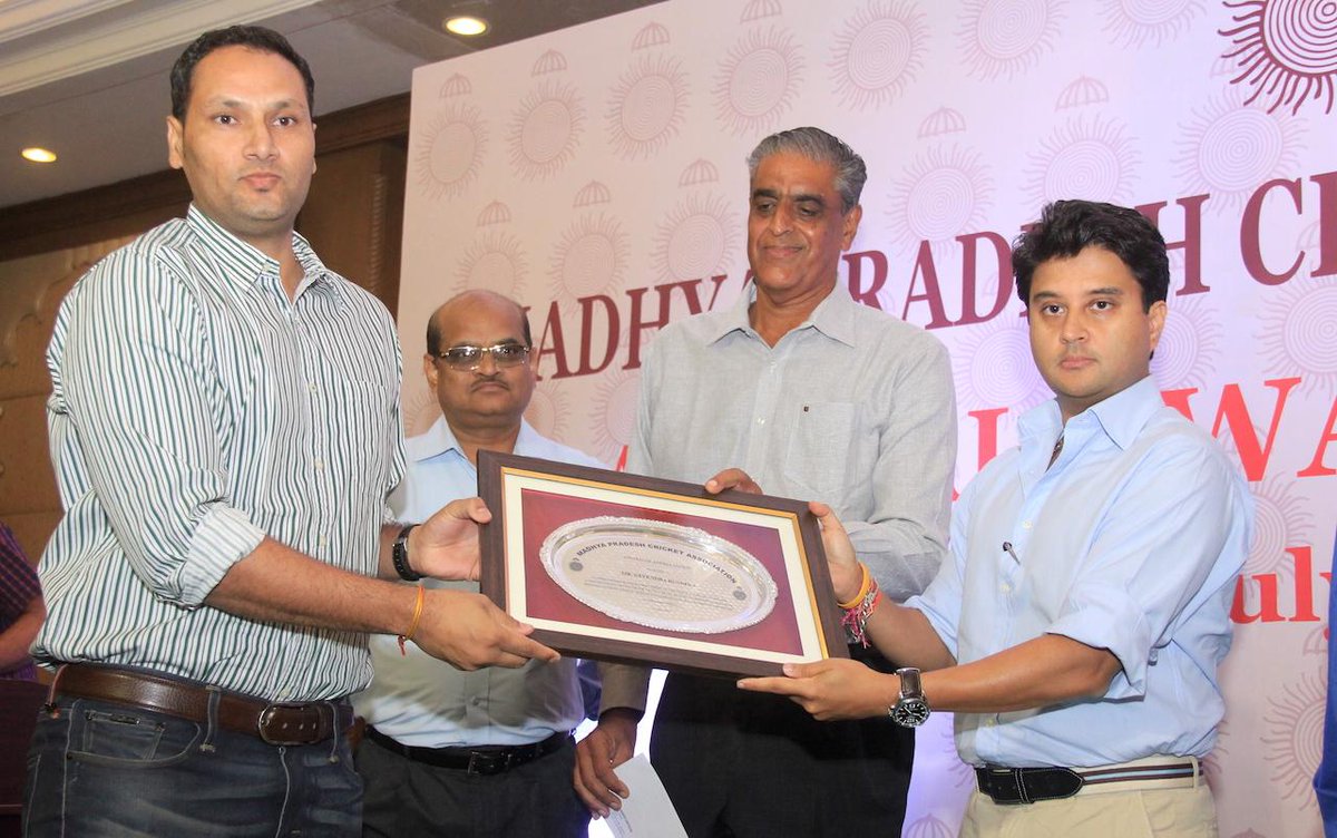 At the Annual Awards Function of MPCA, honoring lifetime contributions &amp; felicitating young cricketing talents of MP.
