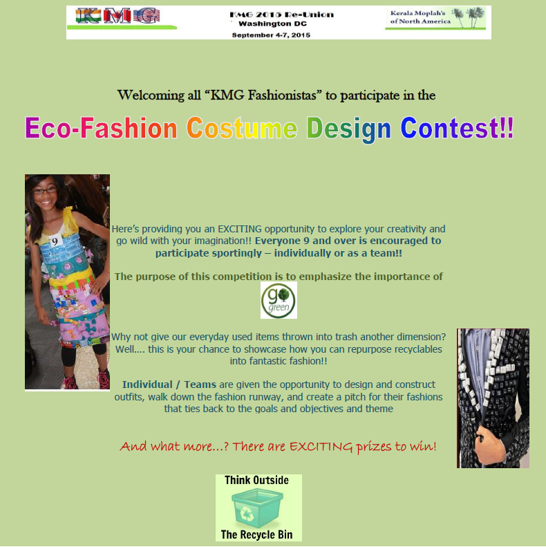 KMGNA's tweet photo. Welcoming all “KMG Fashionistas” to participate in the Eco-Fashion Costume Design Contest: #KMGDC2015 http://t.co/2k2Ma1Lhco
