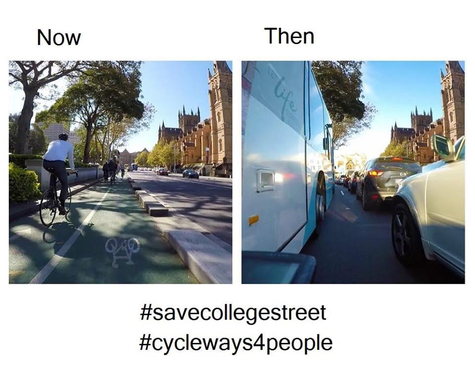stevie_pate's tweet photo. College Street now &amp; then via @BIKESydney. @BicycleNSW @mckay_jodi @DuncsOffice @MehreenFaruqi #SaveCollegeStreet http://t.co/GHB5nF2Oi8