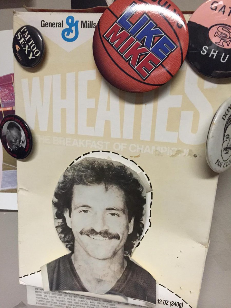 MikeShumann's tweet image. Way back Wednesday has me on the Wheaties box with that 70's look. Those were the days! #notaperm #nicestache