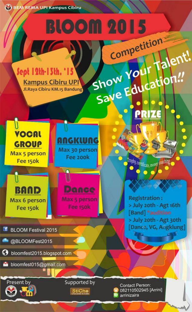 Slmt siang dihari terakhir bln Ramadhan ini:)
Mau tau info lebih lengkap ttg #BLOOMFest2015 ? Let's check this out!