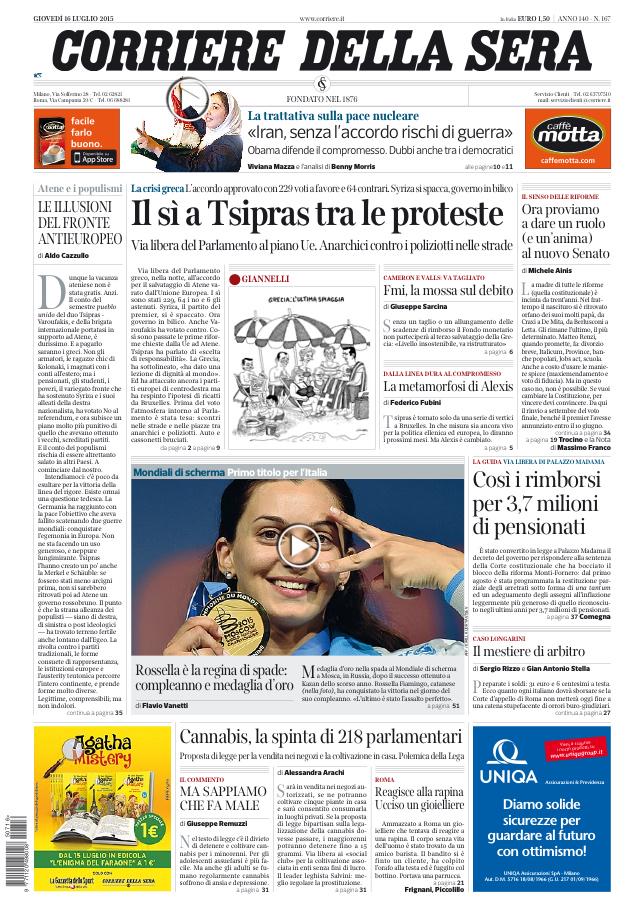Buongiorno, la #primapagina di @corriereit corriere.it