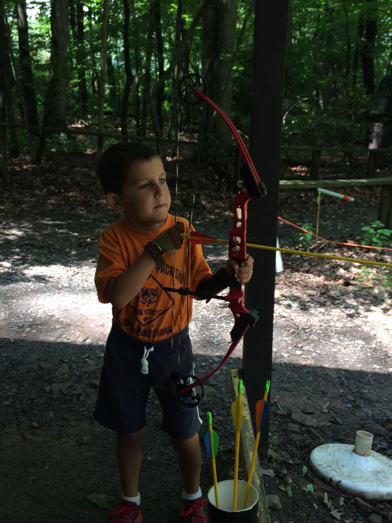 HMSRCubCamp's tweet photo. Tiger cub, Colin, getting ready to shoot bow and arrow! #cubscouts #BSA #DayCamp2015 #HMSR http://t.co/AIOxQZsv5y