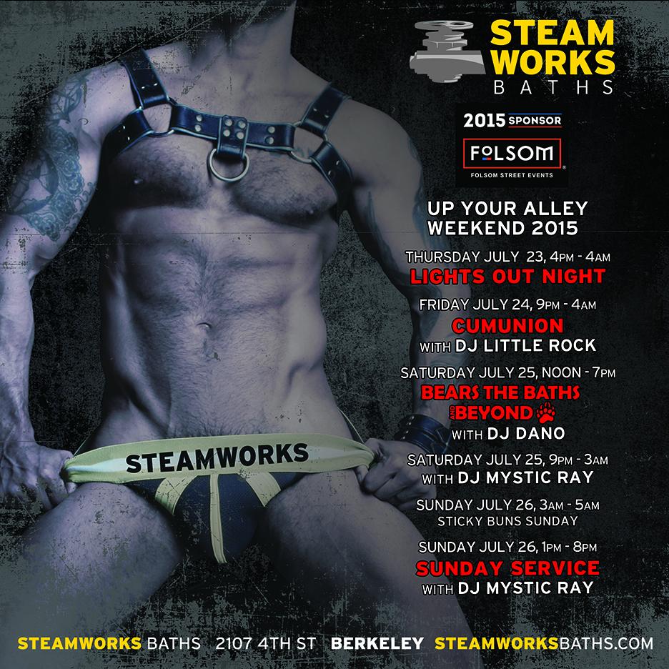 SteamworksBRK's tweet photo. It's "Up Your Alley" #SundayService with @Steamworksbaths Reverend Mystic Ray! #DoreWeekend http://t.co/atKCaqwDkQ