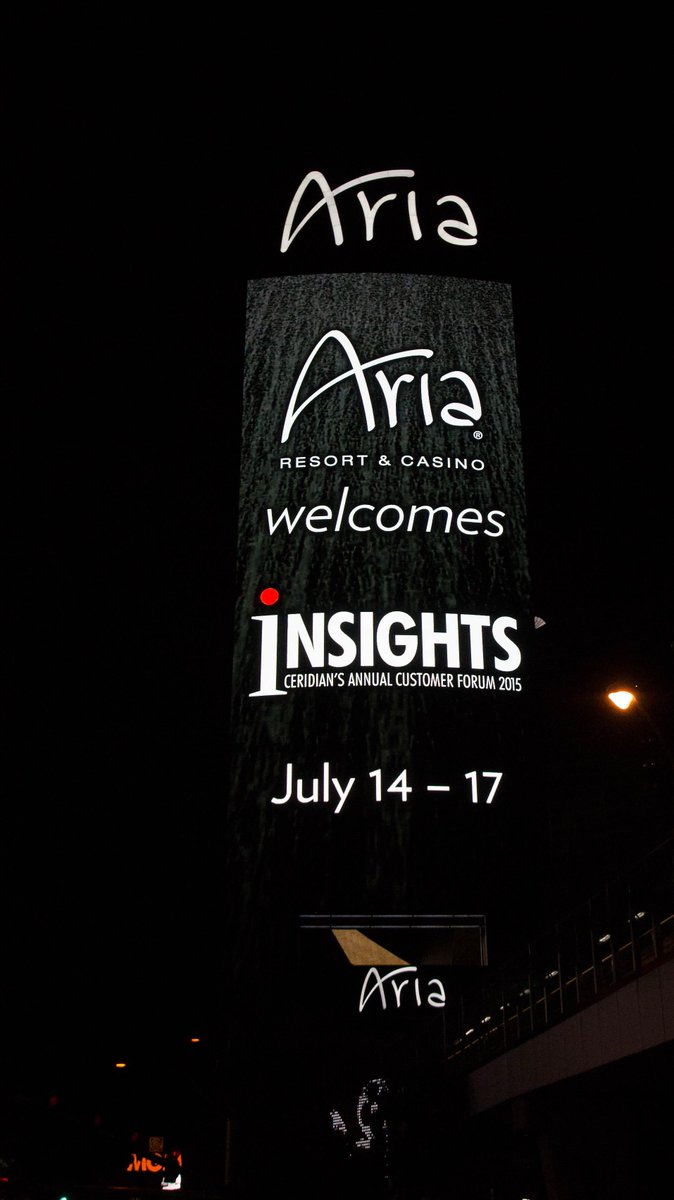 tazzmacd's tweet photo. #CeridianINSIGHTS @Ceridian Ceridian up in lights in Las Vegas.  Looking good http://t.co/gvYCTDPNtn
