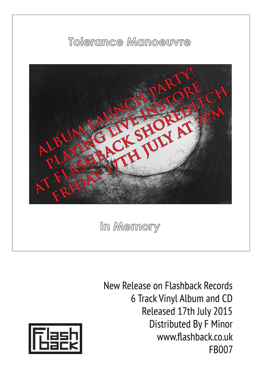 sarahwoolfenden's tweet photo. @flashbacklondon 
Friday! Tolerance Manoeuvre Vinyl Launch!!
Flashback, Shoreditch 
7pm
Free entry and beer!! http://t.co/j3sttO7H6Q