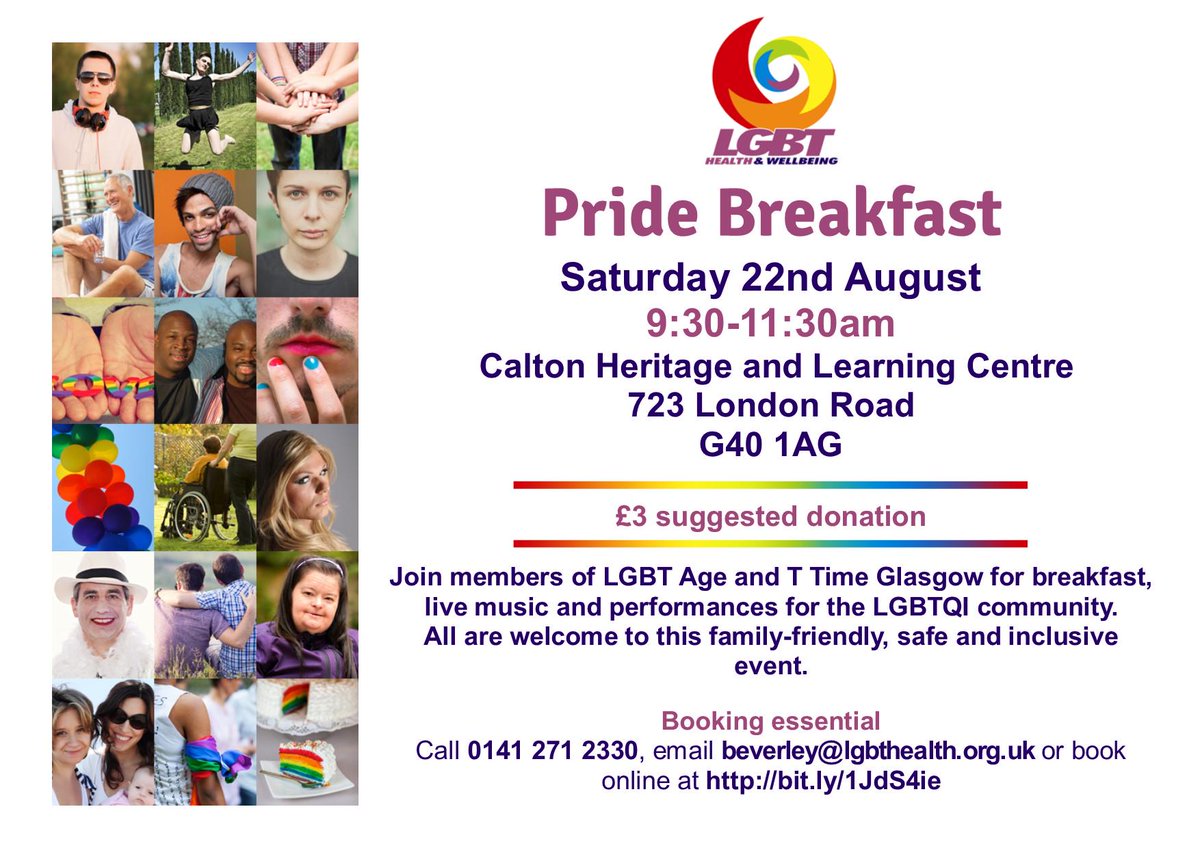 We are hosting our first <a href="/LGBTHealthy/">LGBT Health and Wellbeing</a> Glasgow Pride Breakfast! bit.ly/1JdS4ie