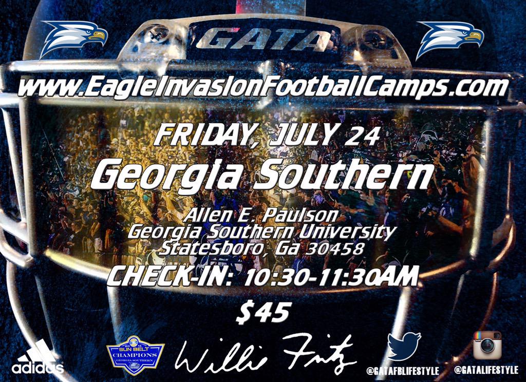 RZE_David's tweet photo. A week away from the big camp at #GeorgiaSouthern. Is this gonna be a #904Takeover day? Who's going? #EagleInvasion http://t.co/1dmpzs8tF8