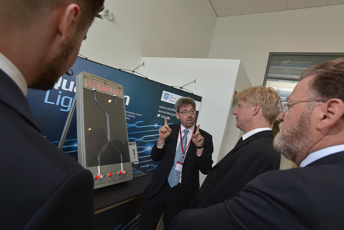 sheffielduni's tweet photo. Here's @JoJohnsonMP checking out the @UoSPHY quantum light exhibition from @royalsociety #summerscience exhibition http://t.co/PSaqcFVw2A