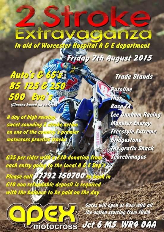 Get your asses to apex on the 7th August for their 2 stroke only day!