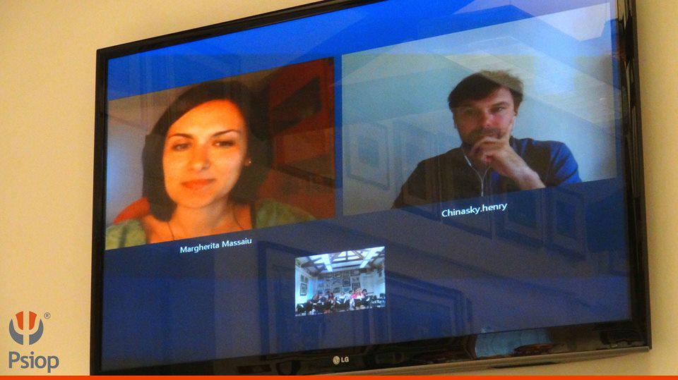 Dott.ssa Margherita Massaiu e Dott. Enrico Callegaro in conferenza Skype durante il workshop del 3 Luglio.
