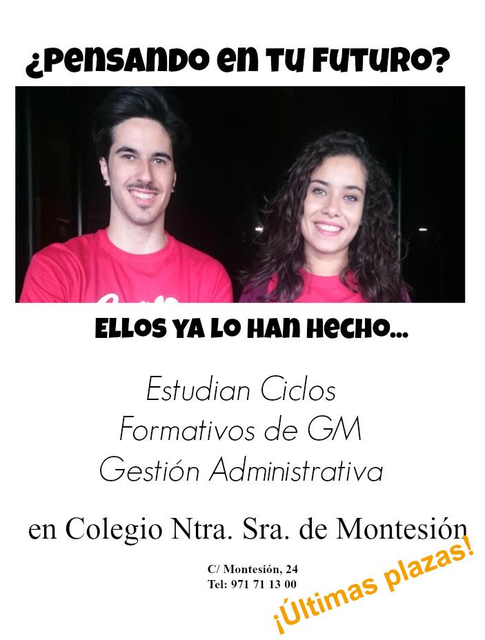 ColeMontesion's tweet photo. #CCFFMontesion Promoción próximo curso 15-16. Apúntate a nuestra oferta educativa en GM Gestión Administrativa. http://t.co/aDAU9pW4AZ