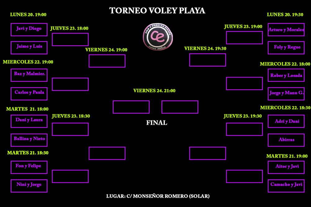 comaetilico1992's tweet photo. Así quedan los emparejamientos del torneo de voley playa. Mucha suerte a todos!! http://t.co/Mxrh7x51ln