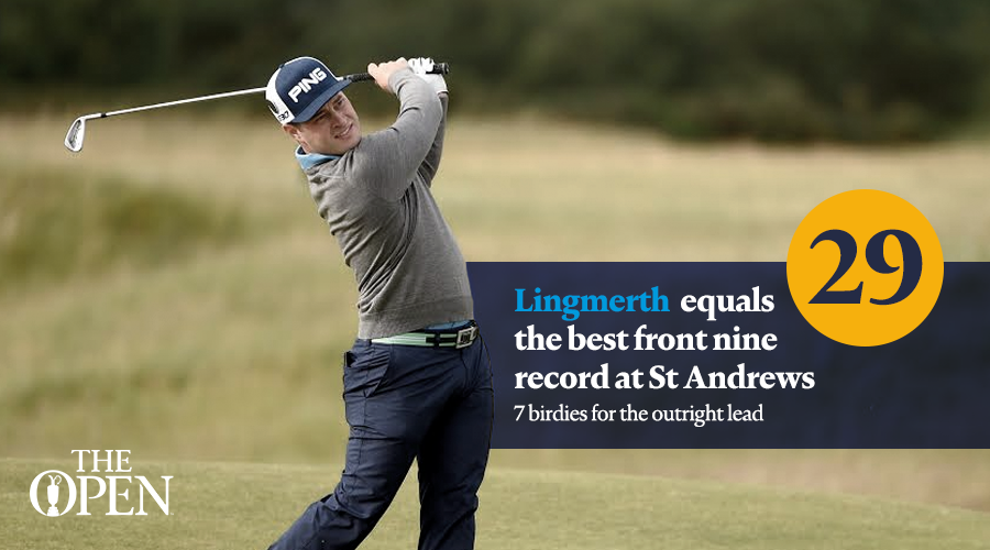 TheOpen's tweet photo. Lingmerth sets the pace with a tremendous front nine to equal Tony Jacklin's record from 1970. #TheOpen http://t.co/ep34JXEaJK