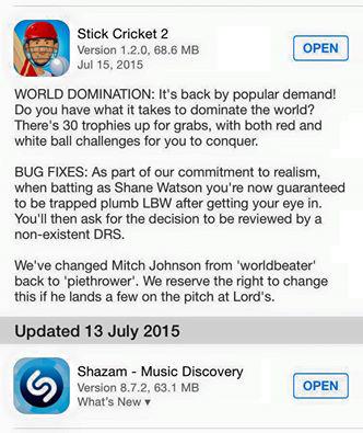 Stick Cricket App BUG FIXES... Priceless! #Ashes