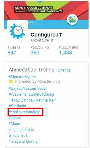 sanjay9689's tweet image. #configureitandroid is trending today as well. Great work guys to all the CIT Members.