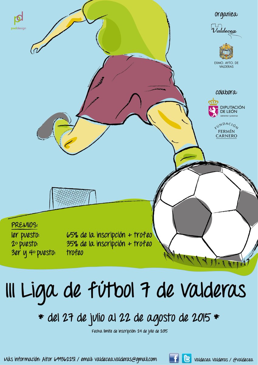 valdecea's tweet photo. Abrimos la temporada de verano practicando deporte. ¡Apuntate a la III Liga de Fútbol 7 de Valderas! http://t.co/avCM3133tL