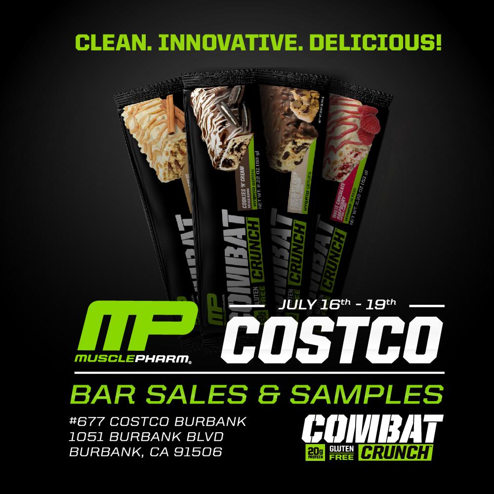 musclepharm on twitter mp combatcrunch event at costco in burbank ca today through sunday free samples great prices on bars http t co o6ardf6ljj twitter