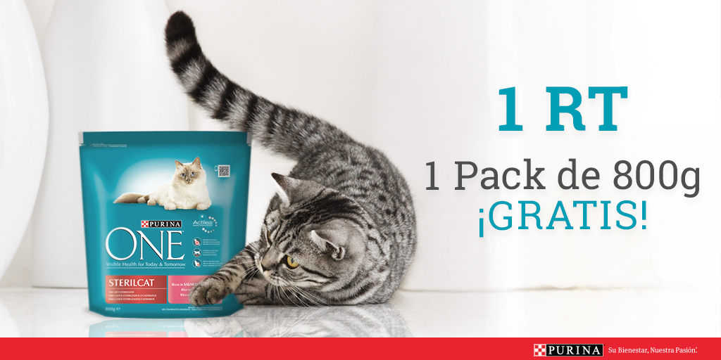 ¡Los 800 primeros RT se llevan el nuevo #PurinaONE 800gr gratis! Más info aquí: bit.ly/ONE800RT ¡Suerte!