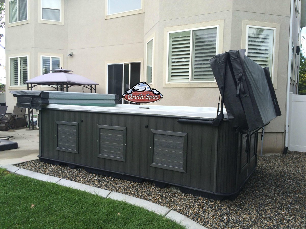 Arcticspasutah's tweet image. Congratulations Jeffries family on your new Arctic Ocean All Weather Pool in Platinum.  #ArcticSpasUtah