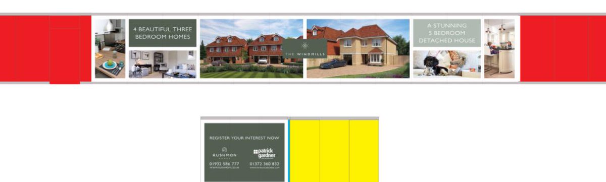 SeandaDesign's tweet image. Our hoarding #designs for the @Rushmon #development in Leatherhead have been approved - installation very soon!