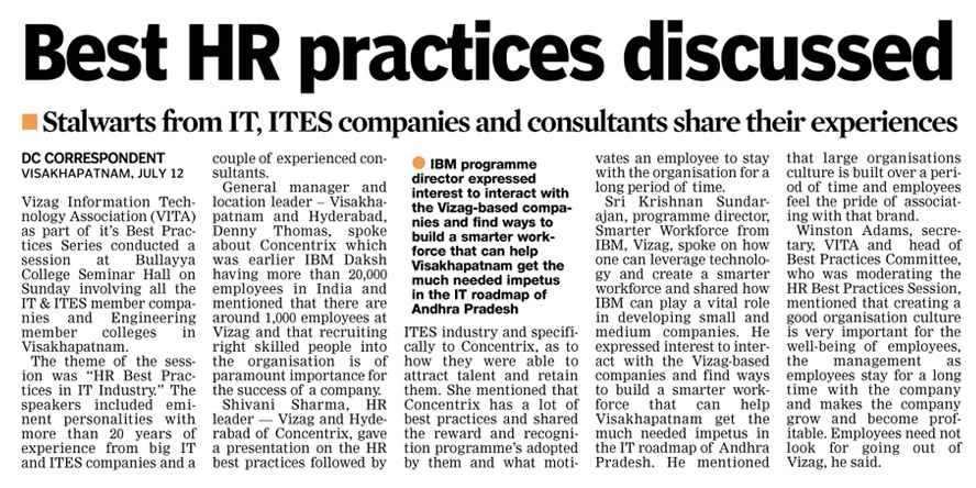 VizagIT's tweet photo. "HR BEST PRACTICES IN IT INDUSTRY" pictures held on 11th july 2015... http://t.co/p0y0vwnR4i