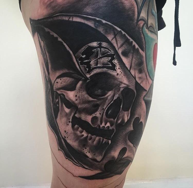 Joe CygiertTattoo Artist  Dont fear The Reaper      flashtattoo boldwillhold tattoos tattoo besttradtattoos traditional  trad oldschool boldtattoos tattoolife tradtattoo tradworkers  realtattoos traditionaltattoo bright 