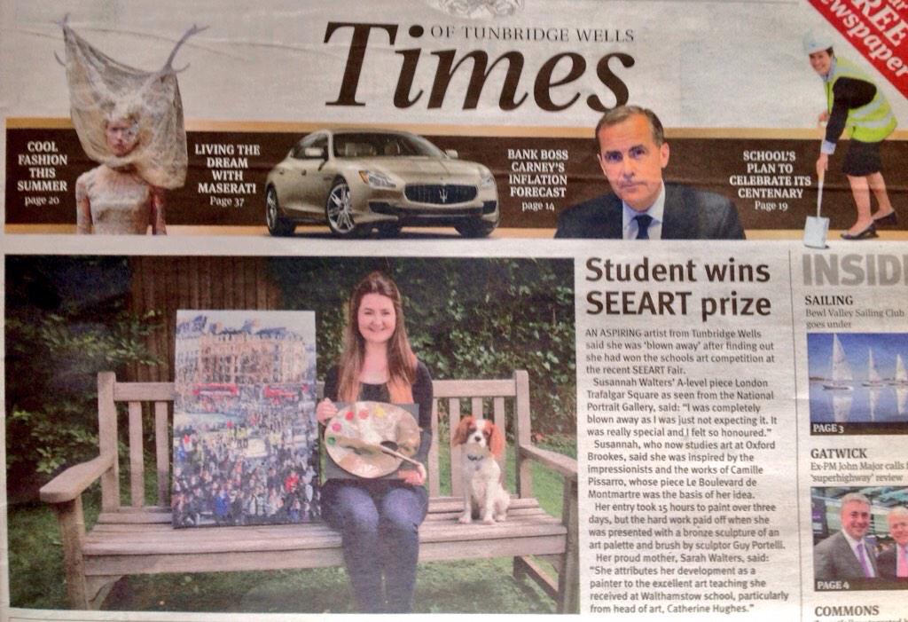 #SEEART #international #contemporaryart #fair makes this weeks front page of the Times of #TunbridgeWells #schools
