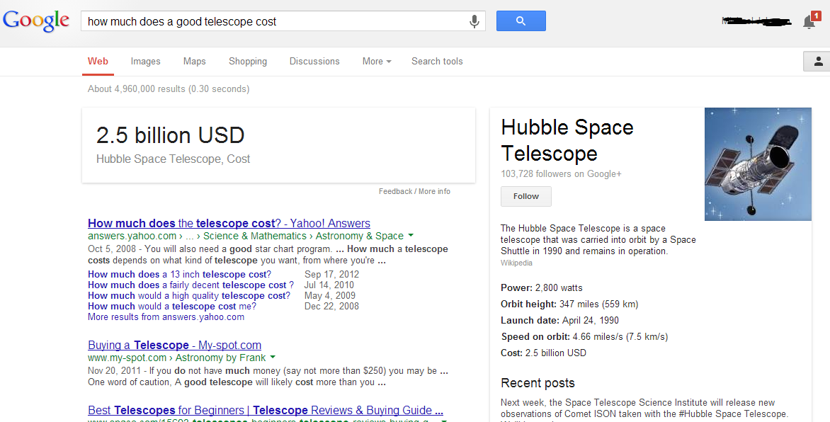 cost of telescope