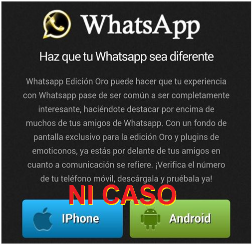 consumidores's tweet photo. El timo del #WhatsAppOro: te piden tu nº y si picas te mandan cientos de SMS, cobrándote 1,42€ cada uno #SPAMdePago http://t.co/SRrd8VeDaP