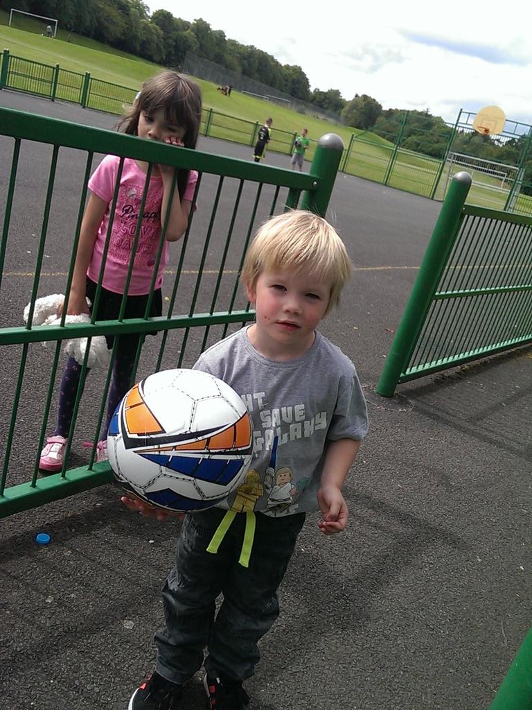 At park with kids playing footy one boy said to the other boy have you got two left feet . Classic