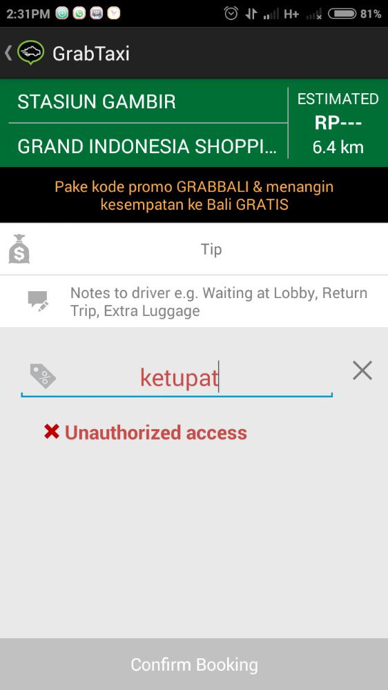 elfridarum's tweet photo. @GrabTaxiID Mau tanya, kenapa saya tidak bisa pakai kode promo ya? Thx http://t.co/utcH3yyp74