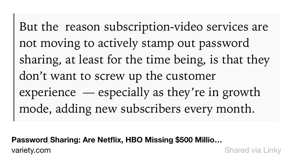 lanier's tweet photo. Tradeoffs of password sharing: http://t.co/D4bCzjjD1r. Wonder how many would actually pay up if access restricted. http://t.co/FvD8hcBlkR