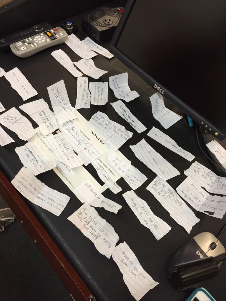 CofCPatM's tweet photo. Bag of fear questions form @CofCMariahP and @CofCMattC's small group! #session6 #cofc2019 http://t.co/F1OC7xOlLC