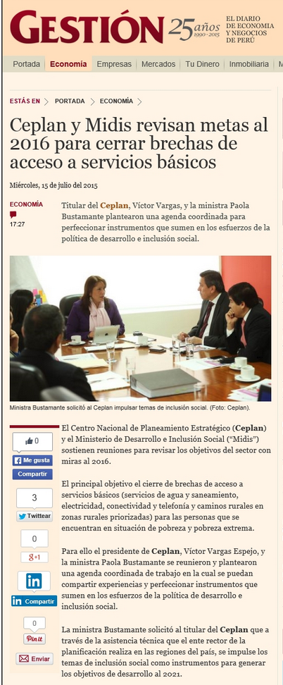 MidisPeru's tweet photo. @CEPLAN2050 y #MidisPeru revisaron metas del sector para el 2016 vía @Gestionpe http://t.co/SAjqwfsuyJ