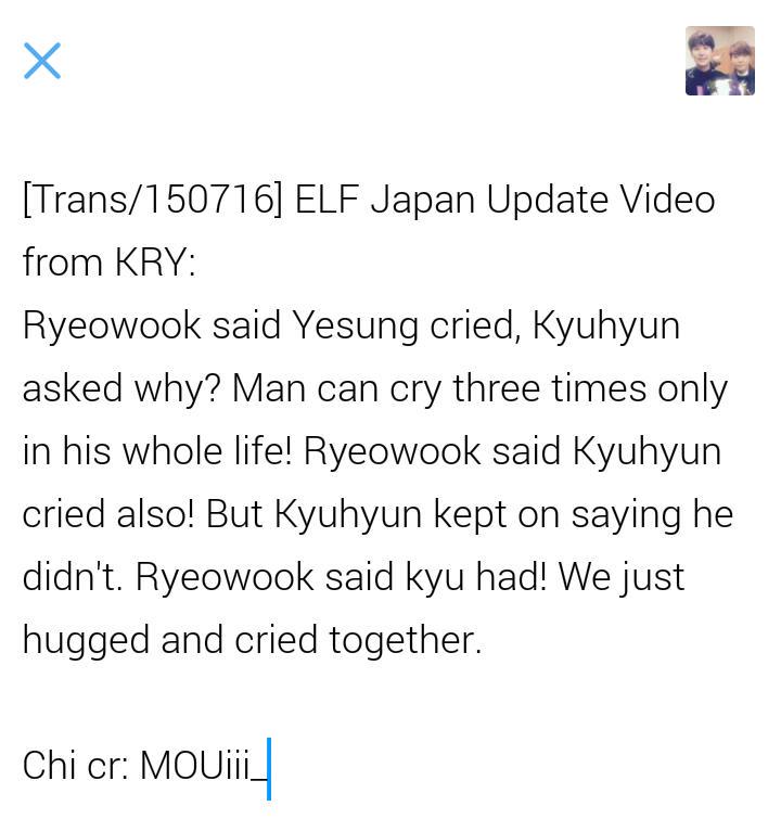 TangerangELF's tweet photo. [Trans/150716] ELF Japan Update Video from KRY: http://t.co/mB3dihRKx4 [GyuHaeBiased]