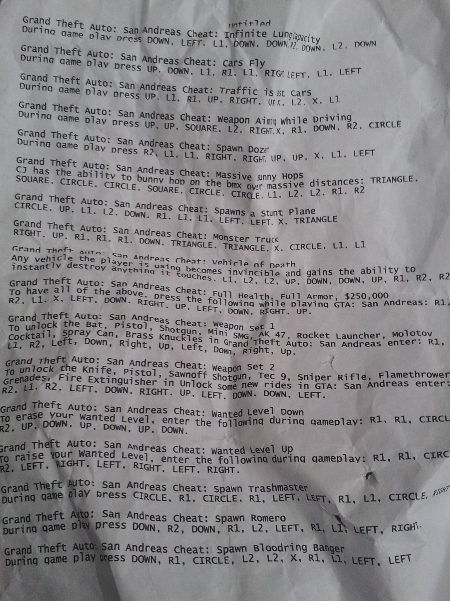 GTA News 🔴 RockstarINTEL.com on X: Who else had the GTA San Andreas cheats  wrote down on pieces of paper? #11yearsOfSanAndreas   / X