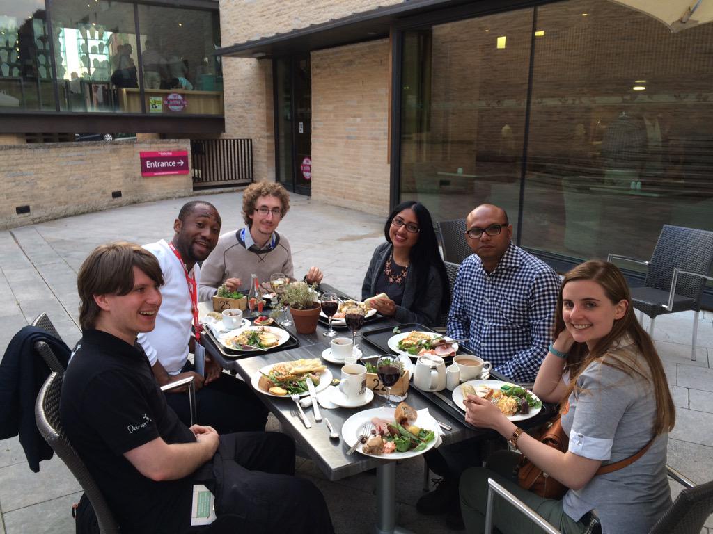 jmahoney127's tweet photo. A few #britishhci2015 nibbles! @ruchione @KimrenB @syedmurad @Seg_fault_ @sebbledot and Sarah http://t.co/K3kqJz2qic
