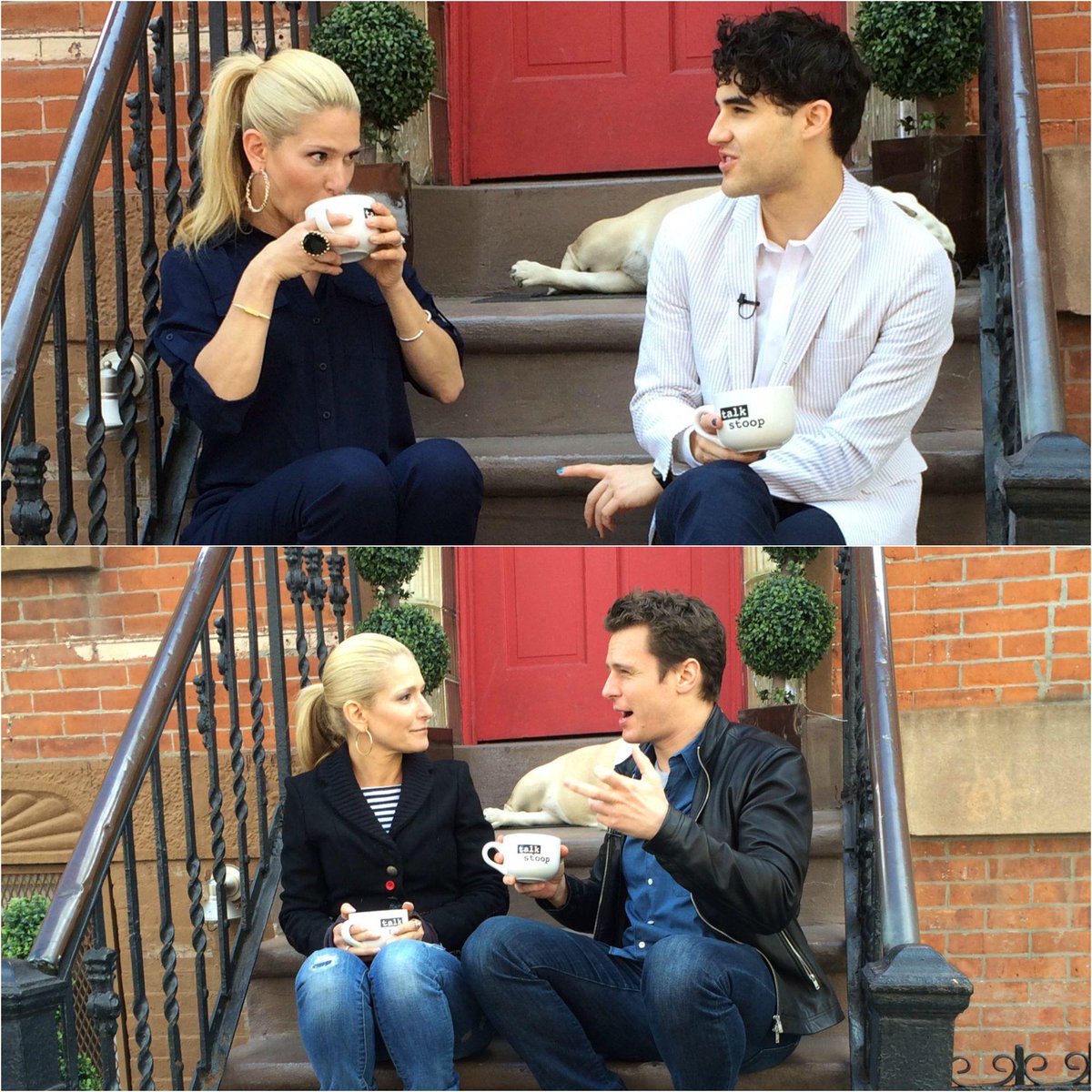 TalkStoopNBC's tweet image. Start spreading the news: #JonathanGroff​ &amp;amp; @DarrenCriss​ are on Talk Stoop​ Saturday! Watch for your #Broadway fill.