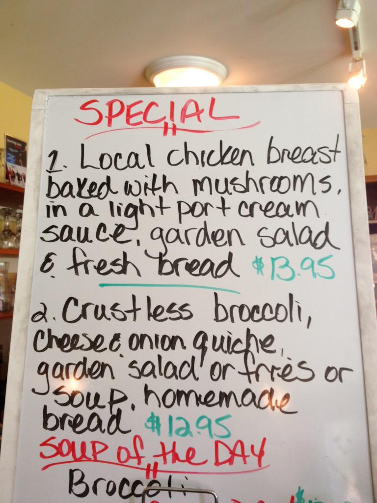 normcentinn's tweet photo. Restaurant specials of the day. http://t.co/BVlEFHfO8D